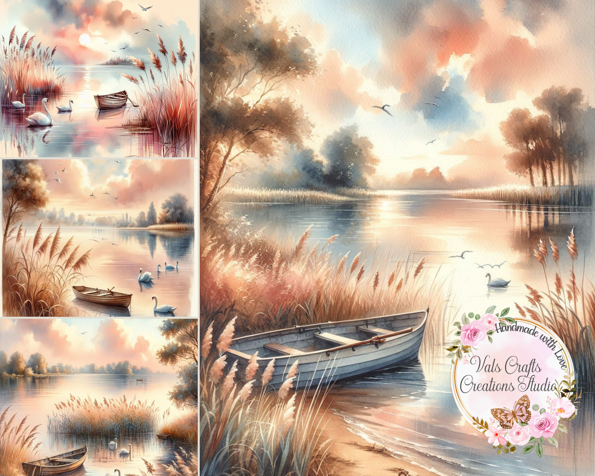 Lakeside Reverie – Printed Watercolor Paper Kit