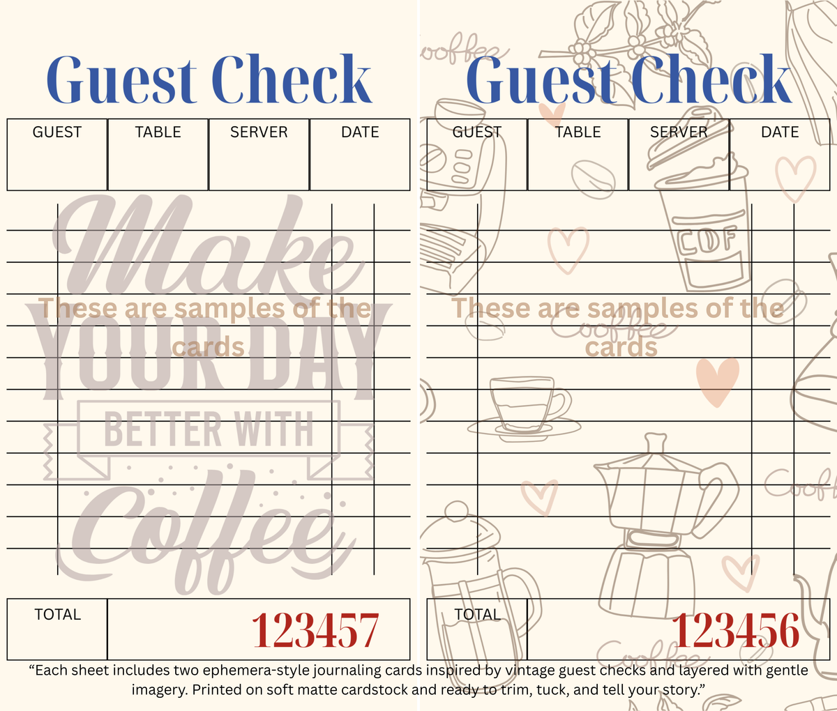 🌟 Coffee Orders – Themed Guest Check Set For cozy cafés and journaling sips 🌟