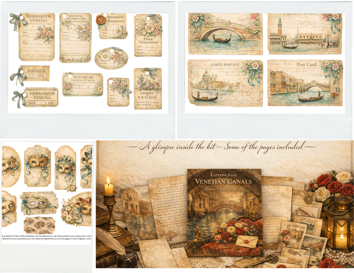 Letters from the Venetian Canals – Romantic Venice Paper Kit for Journaling
