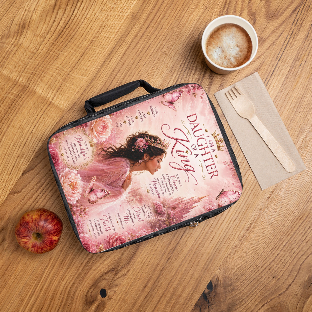Daughter of a King Christian Bible Cover | Zippered Bible Case with Handle
