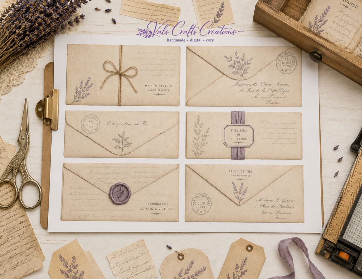 Lavender Tea Heirloom – Vintage Provence Junk Journal Paper Kit