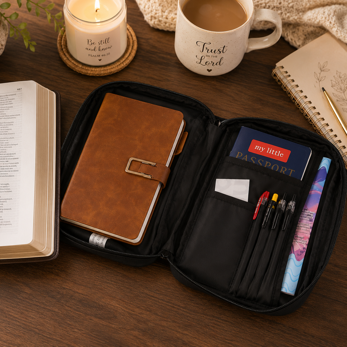 Daughter of a King Christian Bible Cover | Zippered Bible Case with Handle