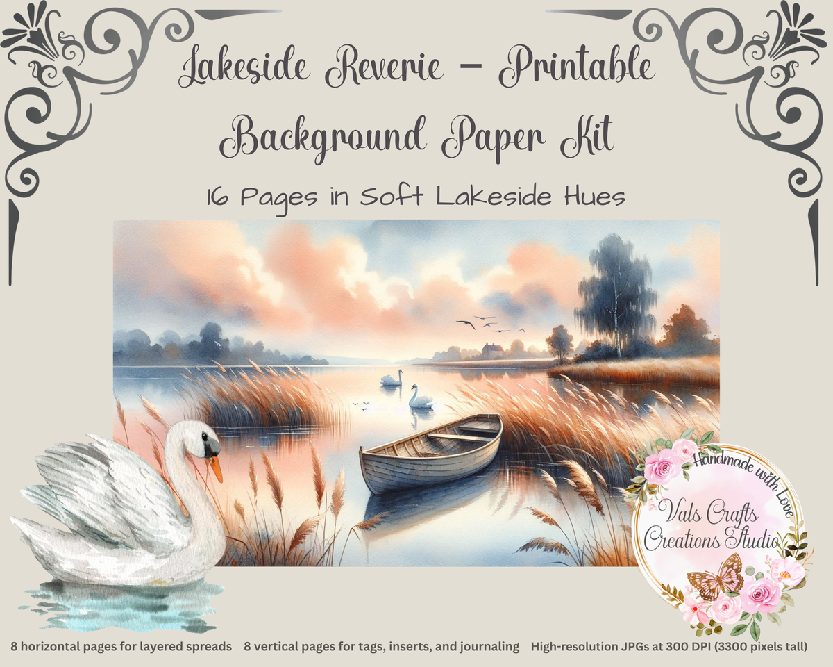 Lakeside Reverie – Printed Watercolor Paper Kit