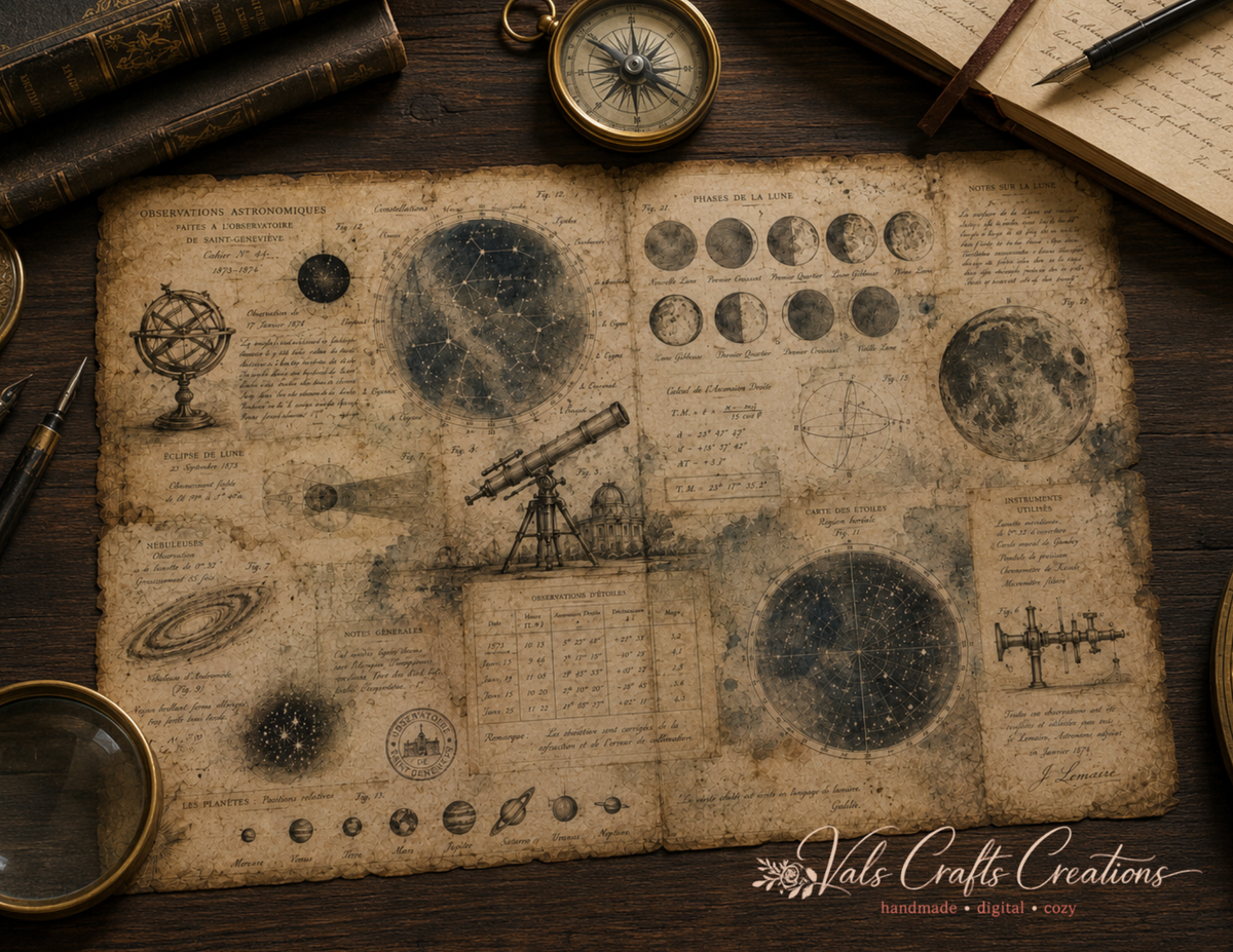 Forgotten Atlas Archives Printed Paper Kit | 20 Vintage Explorer Background Pages