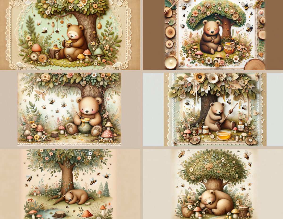 Gentle Forest Bear Background Paper Kit 23 Pages - Printed