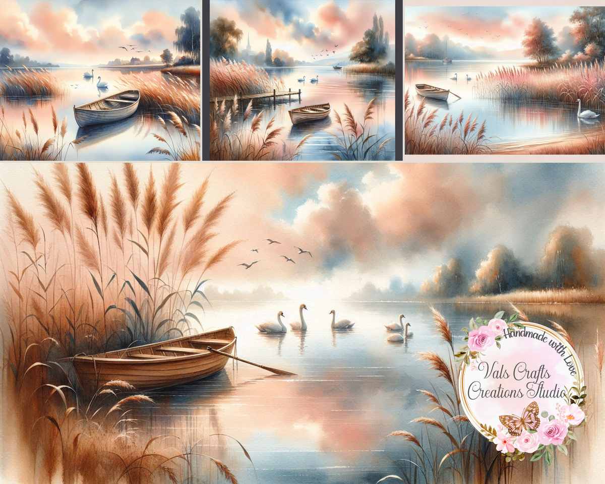 Lakeside Reverie – Printed Watercolor Paper Kit