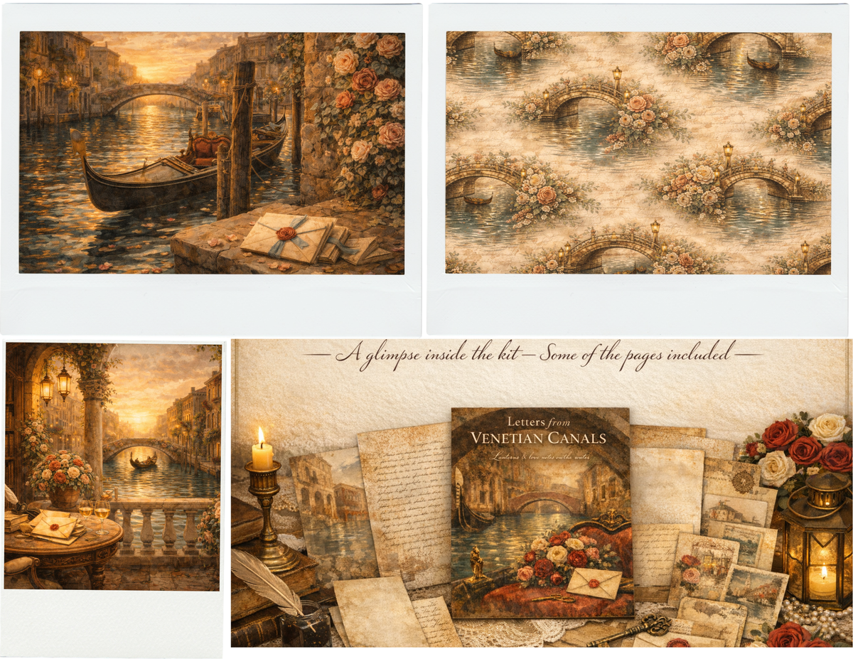 Letters from the Venetian Canals – Romantic Venice Paper Kit for Journaling