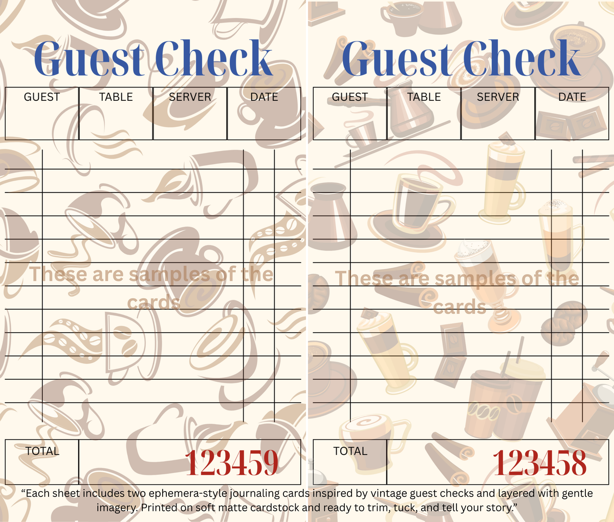 🌟 Coffee Orders – Themed Guest Check Set For cozy cafés and journaling sips 🌟
