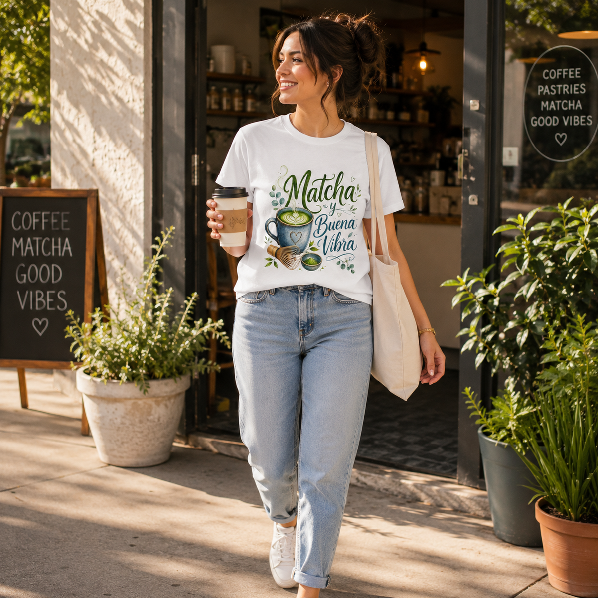 Matcha y Buena Vibra Shirt, Spanish Matcha Lover Tee