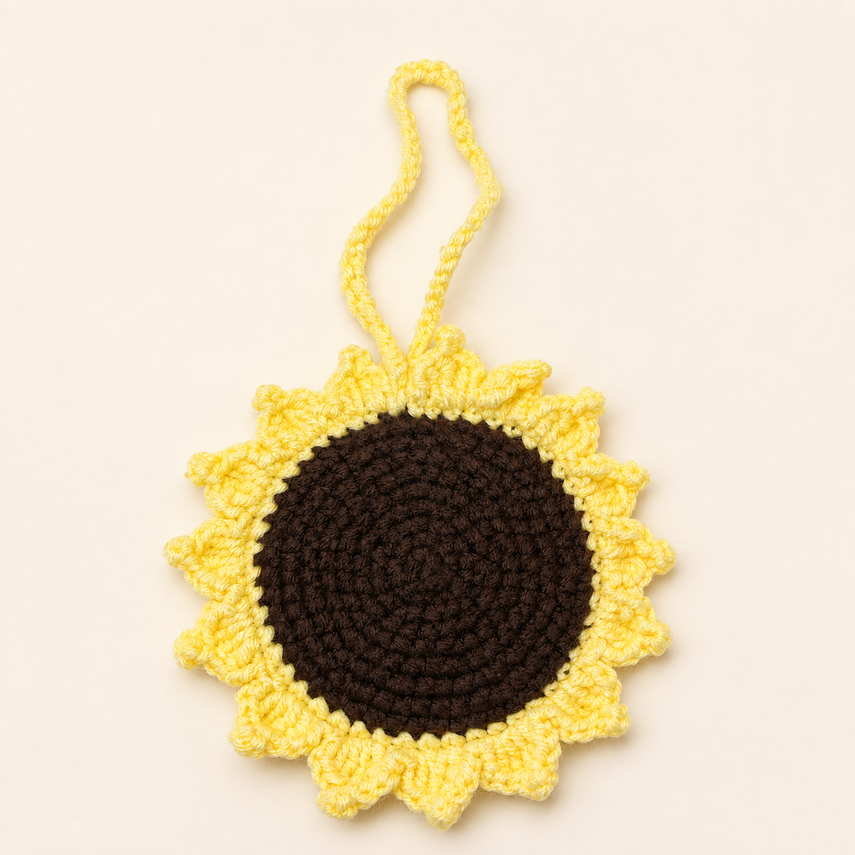 Sunflower Crochet Pocket Mirror Charm – Handmade Purse Accessory