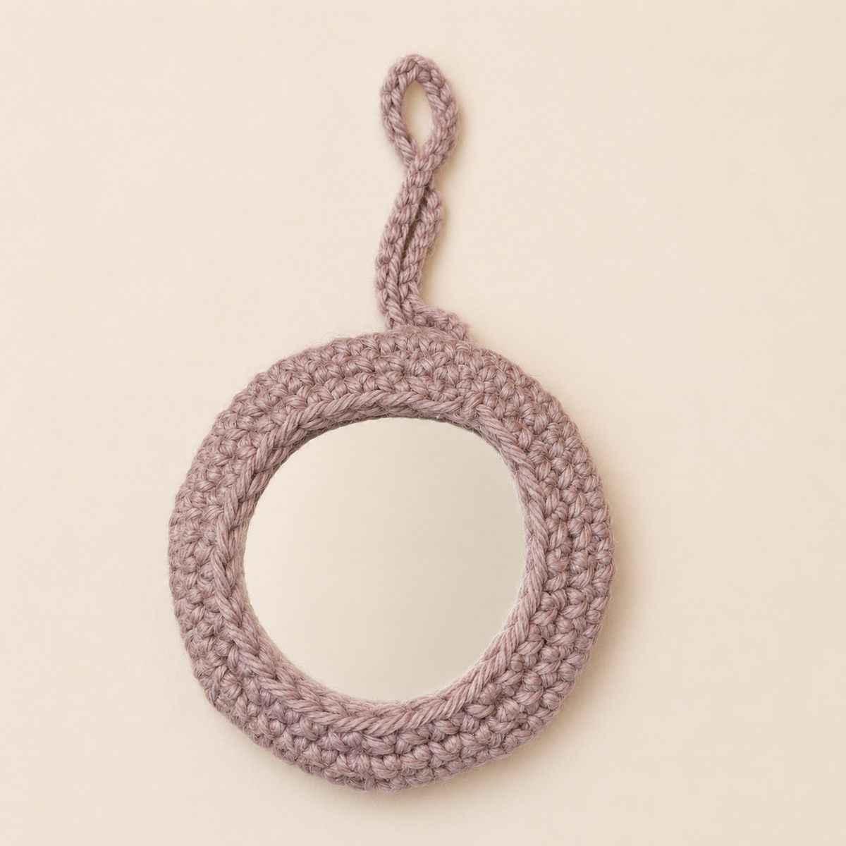 Crocheted Mirror Charm- Blush Petal