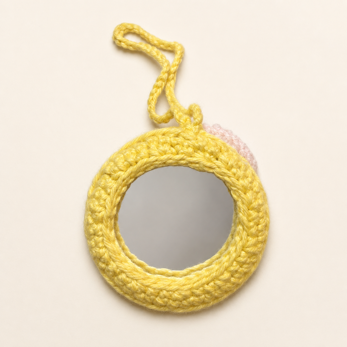 Yellow Chick Crochet Pocket Mirror Charm – Handmade Purse Accessory