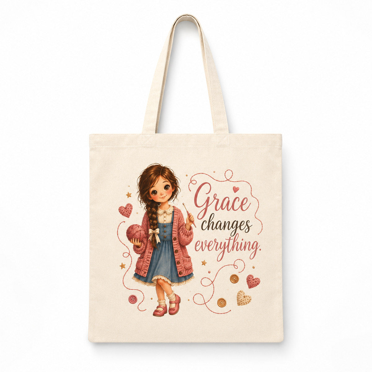 Grace Changes Everything | Christian Canvas Tote Bag | Little Faith Girls Collection