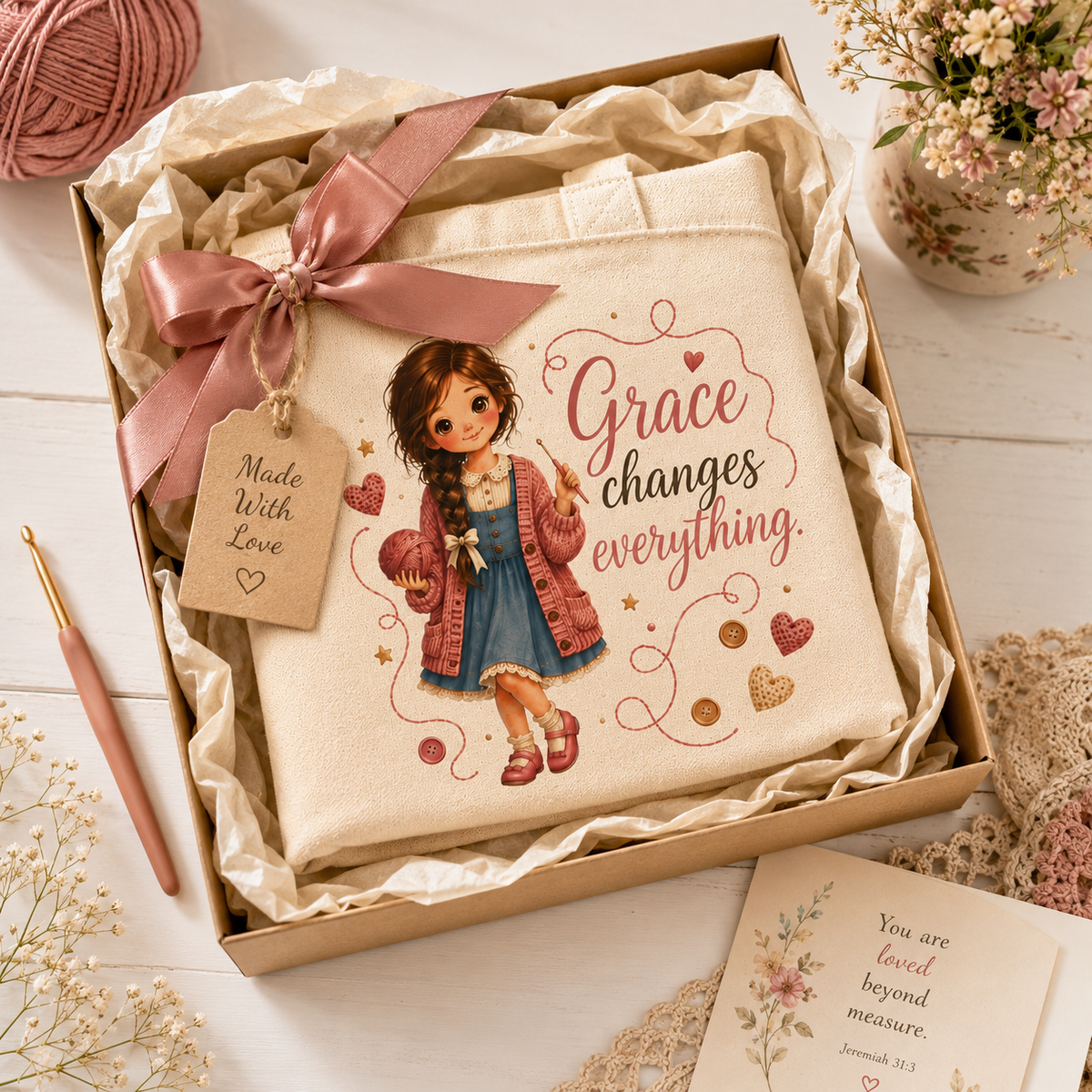 Grace Changes Everything | Christian Canvas Tote Bag | Little Faith Girls Collection