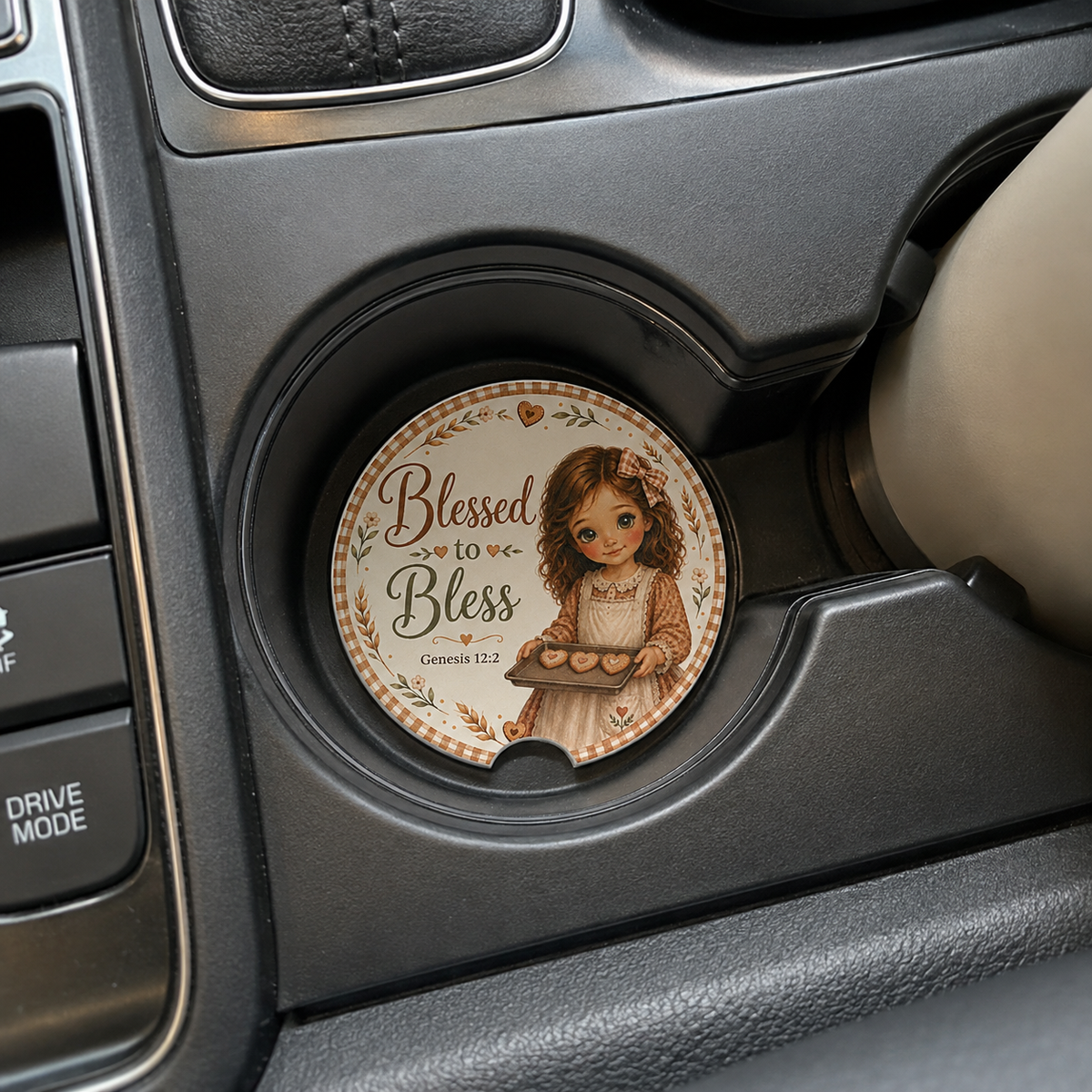 Blessed to Bless Automotive Interior Decoration & Gift Accessory-Soapstone Christian Car Coaster with Genesis 12:2 Scripture