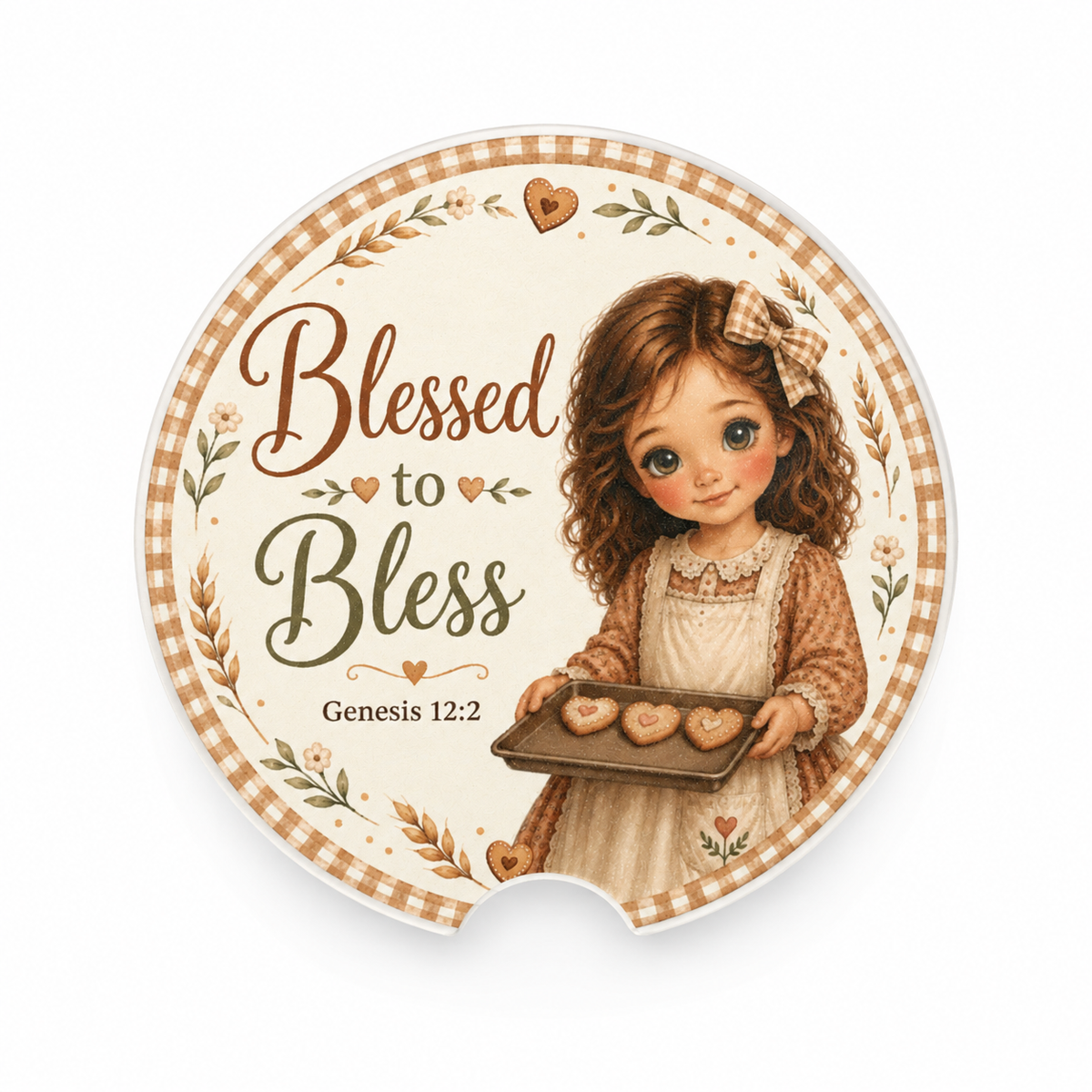 Blessed to Bless Automotive Interior Decoration & Gift Accessory-Soapstone Christian Car Coaster with Genesis 12:2 Scripture