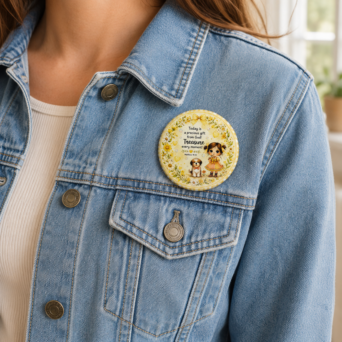 Precious Gift from God Inspirational Pin Button • Faith Quote Badge