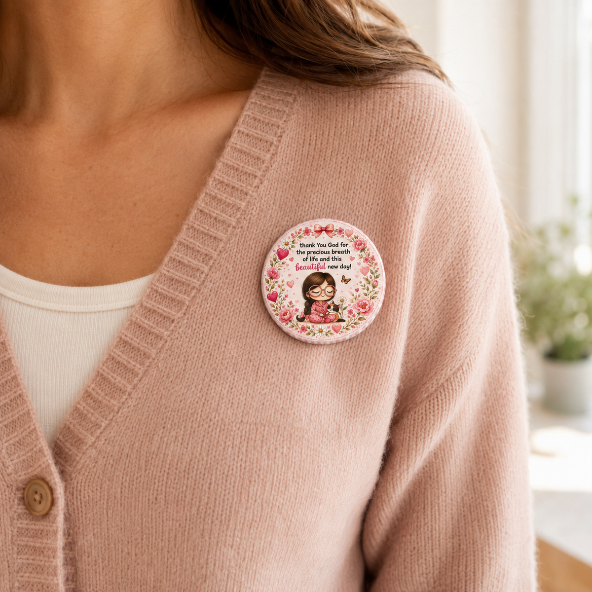 Thank You, God, For the precious Breath of Life Pin Button