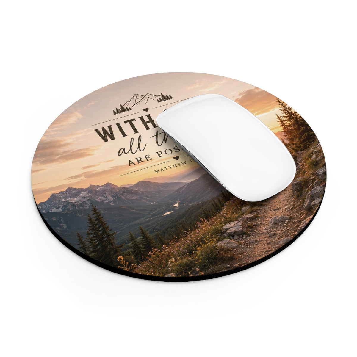With God All Things Are Possible Mouse Pad | Inspirational Scripture Desk Mat