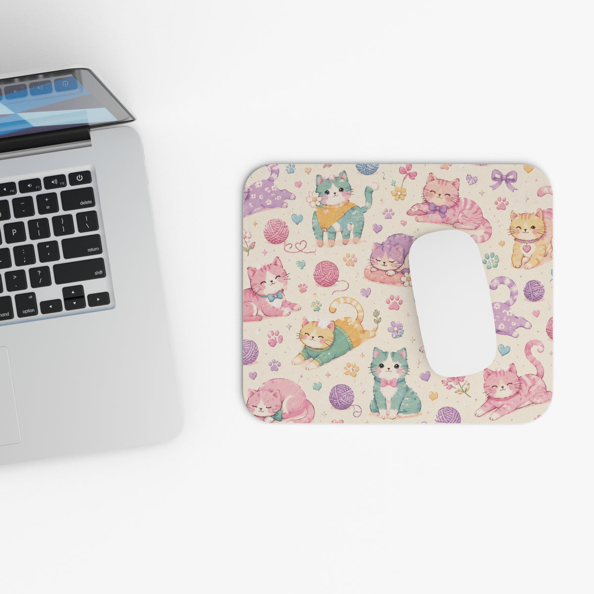 Colorful Companions – Playful Cat Desk Mat