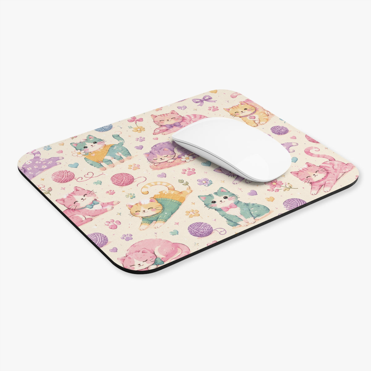 Colorful Companions – Playful Cat Desk Mat