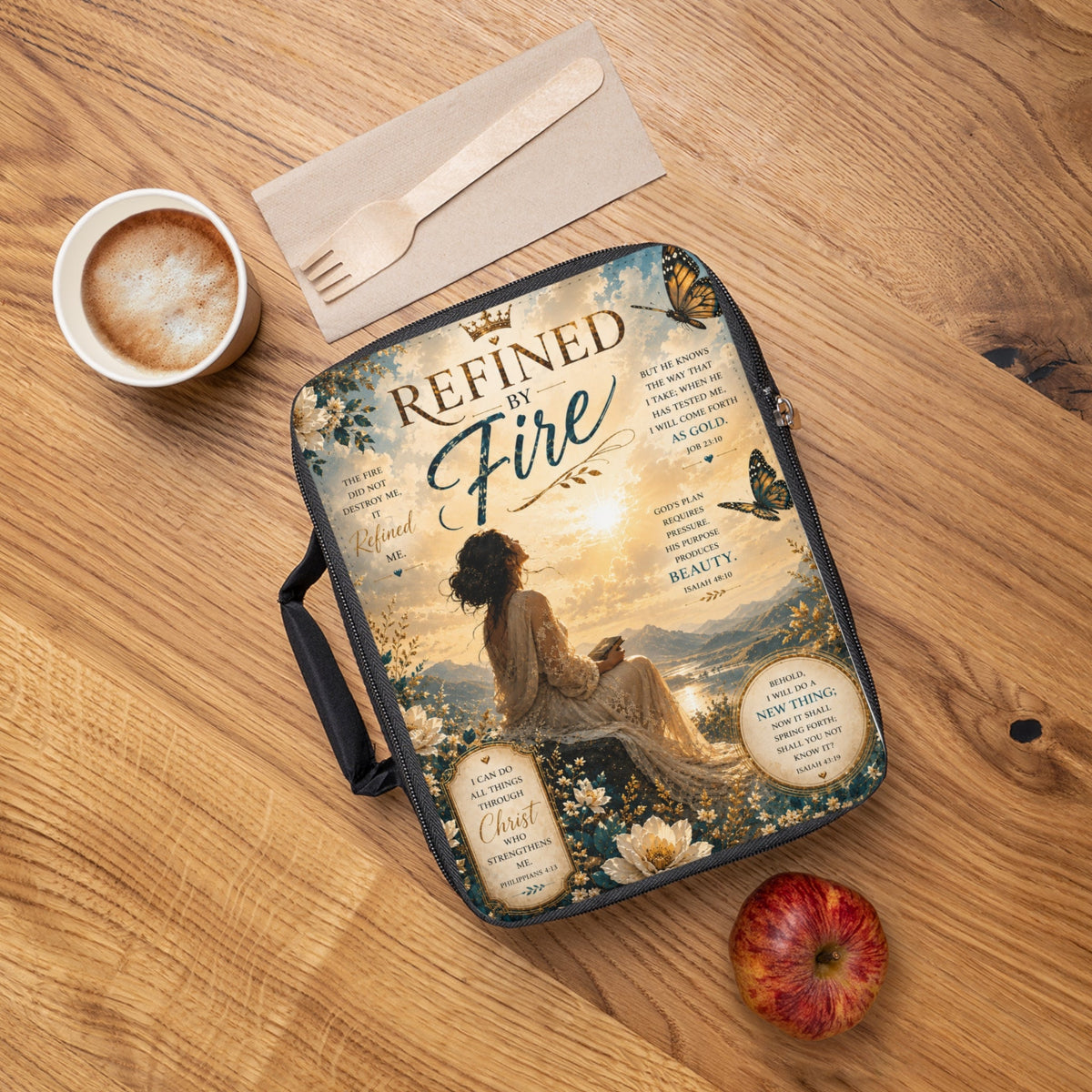 Refined by Fire Christian Bible Cover | Zippered Bible Case with Handle