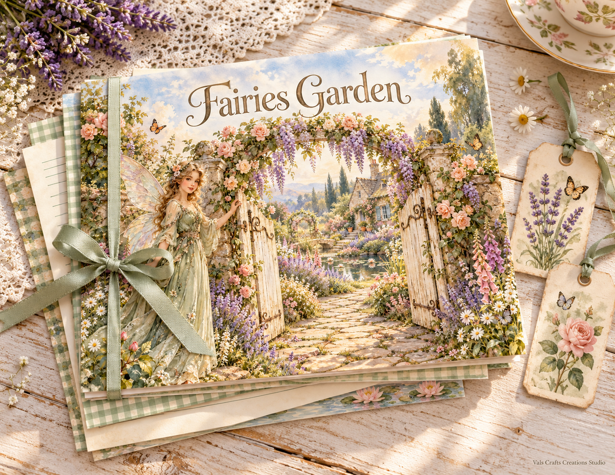 Fairies Garden printed paper kit gift ready lifestyle mockup