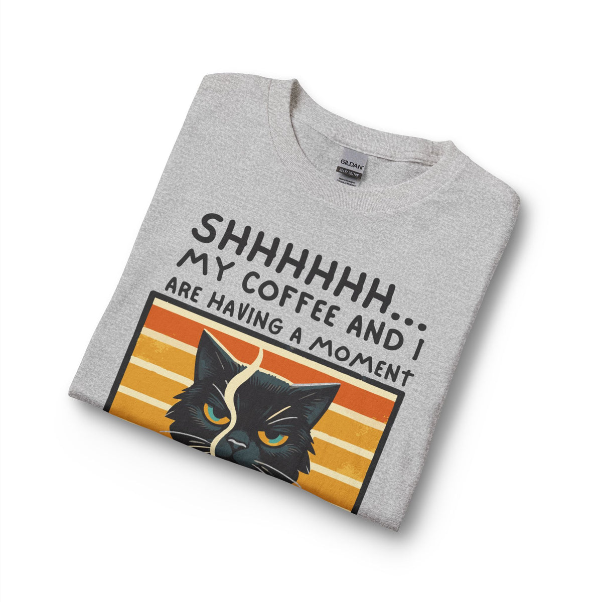Folded Sport Grey coffee and cat long sleeve shirt