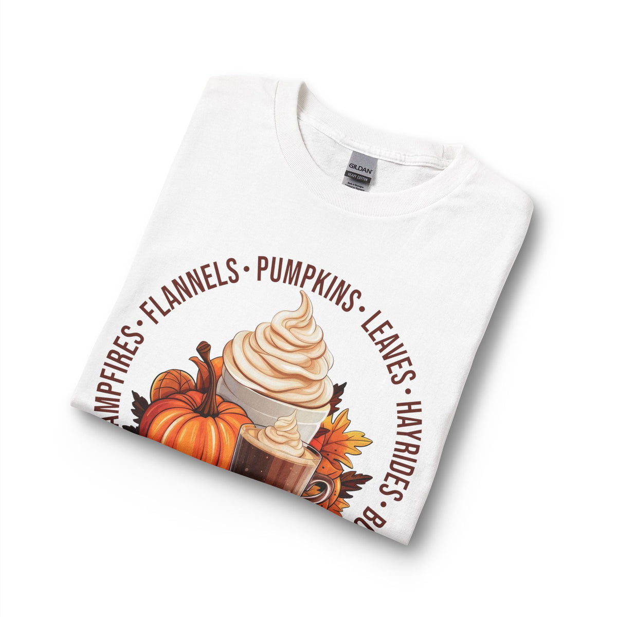 Folded white fall pumpkins coffee long sleeve shirt