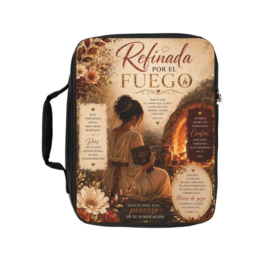 Refinada por el Fuego Cubierta Bíblica Cristiana | Estuche con Cierre y Asa
