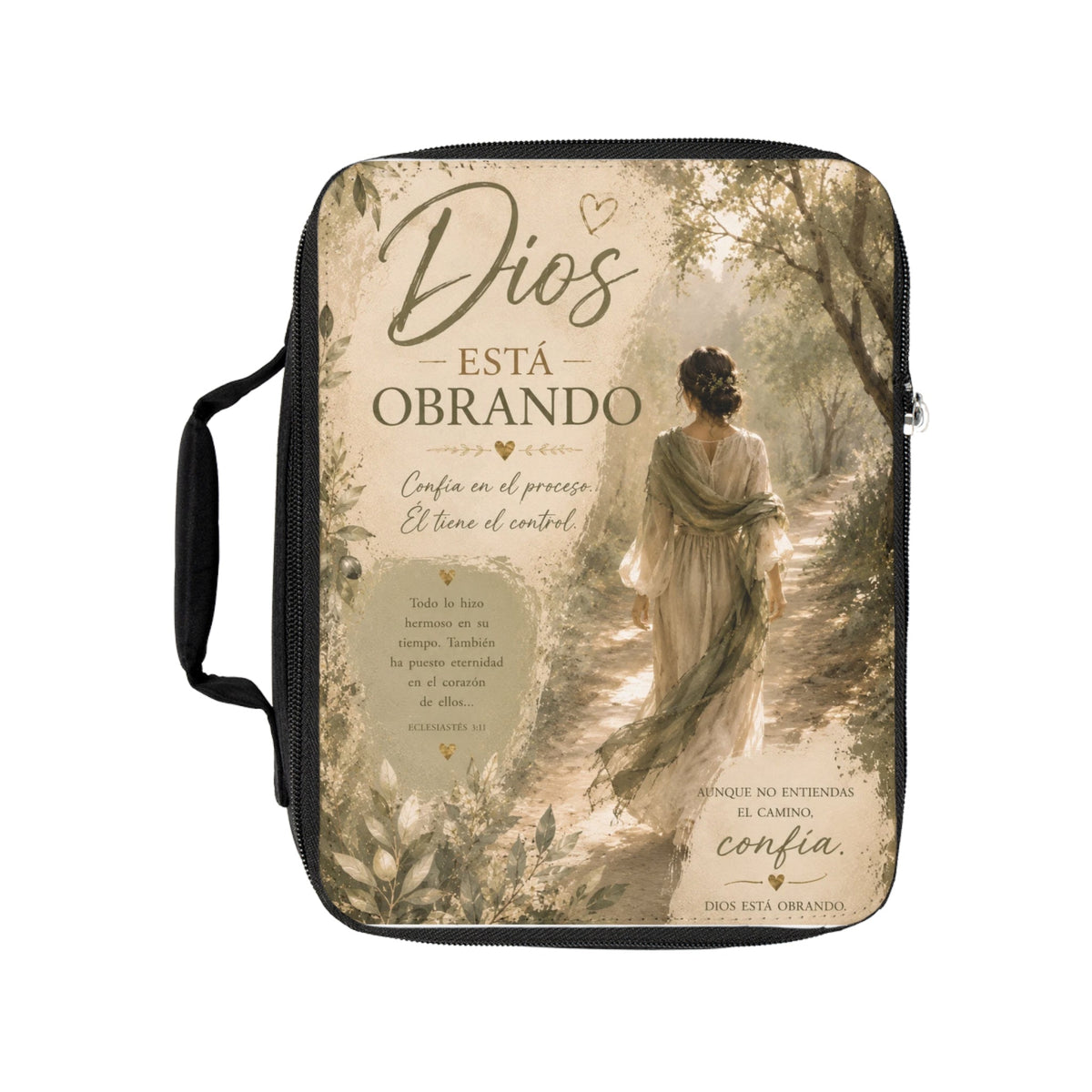 Dios Está Obrando Cubierta Bíblica Cristiana | Estuche con Cierre y Asa