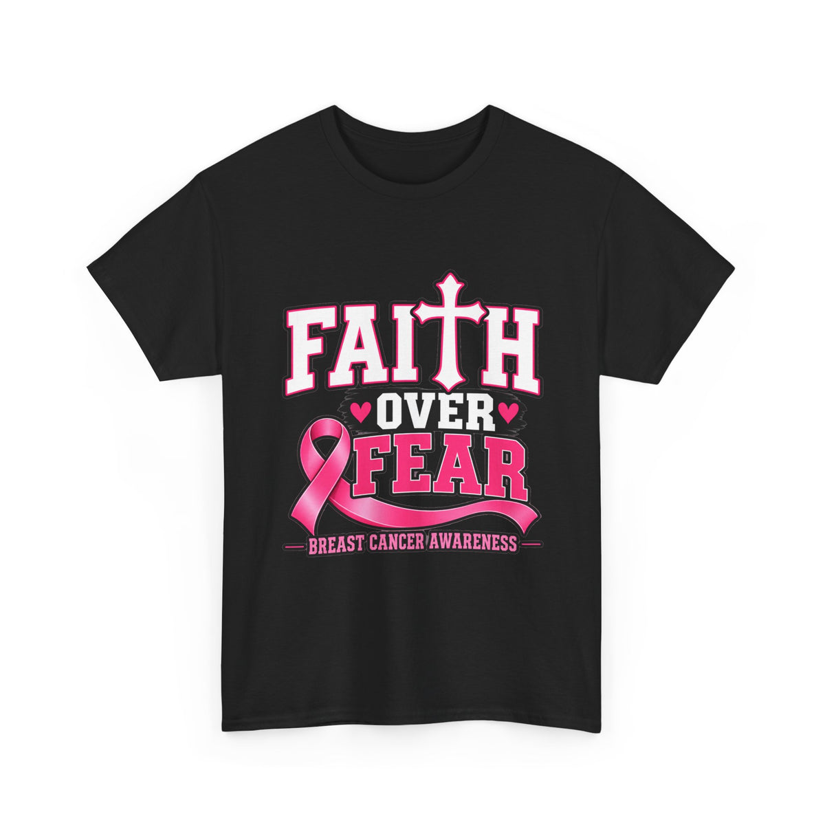 Faith Over Fear breast cancer awareness shirt in Black