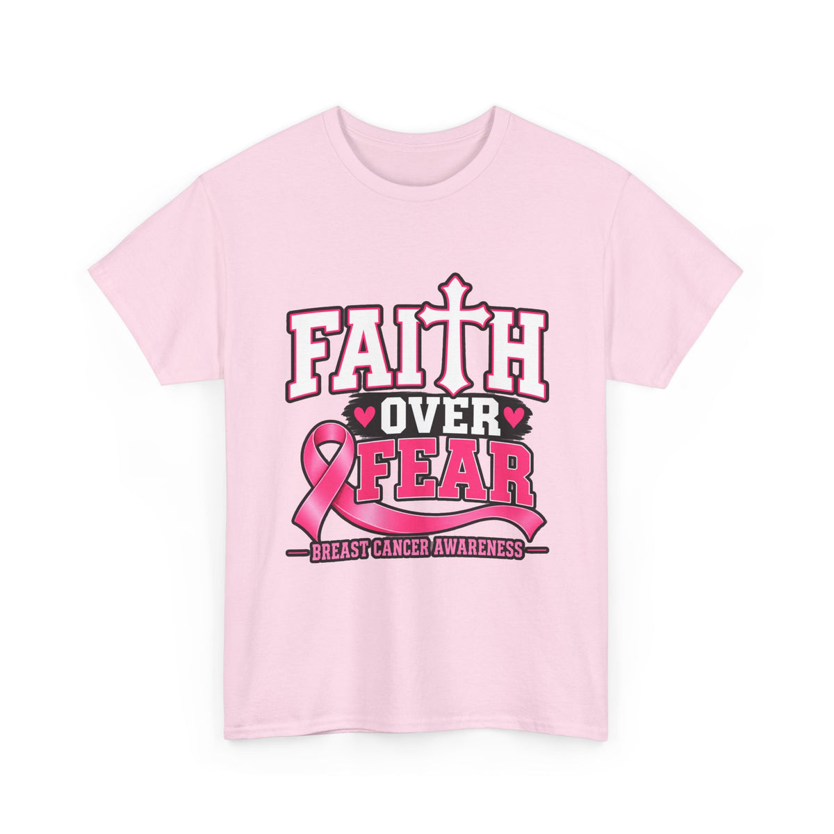 Faith Over Fear breast cancer awareness shirt in Light Pink