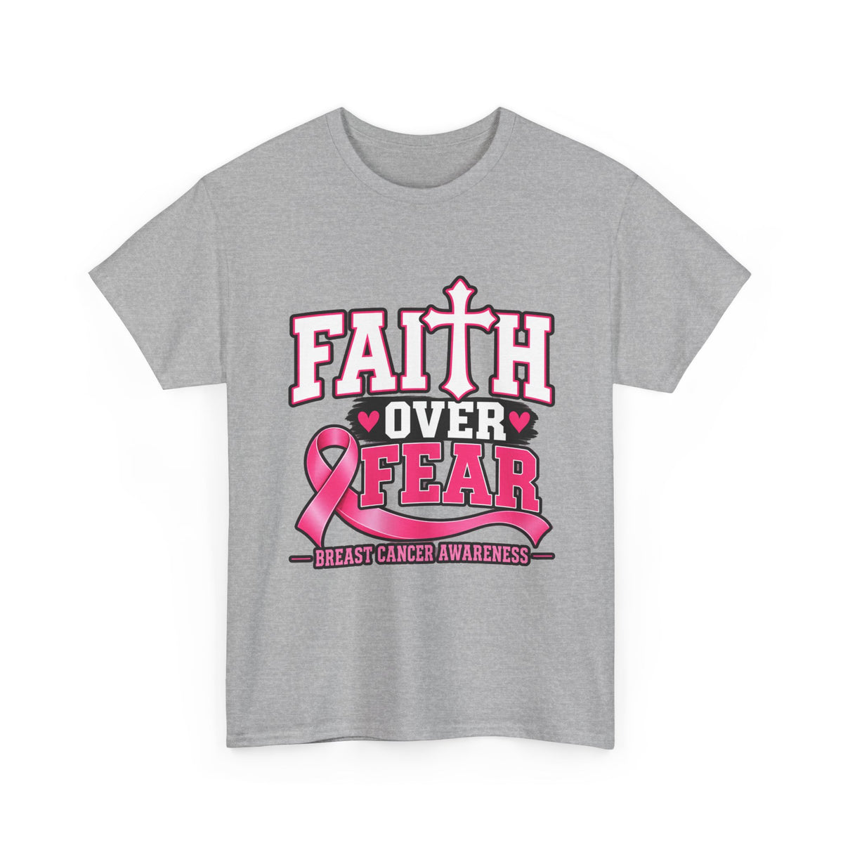 Faith Over Fear breast cancer awareness shirt in Sport Grey