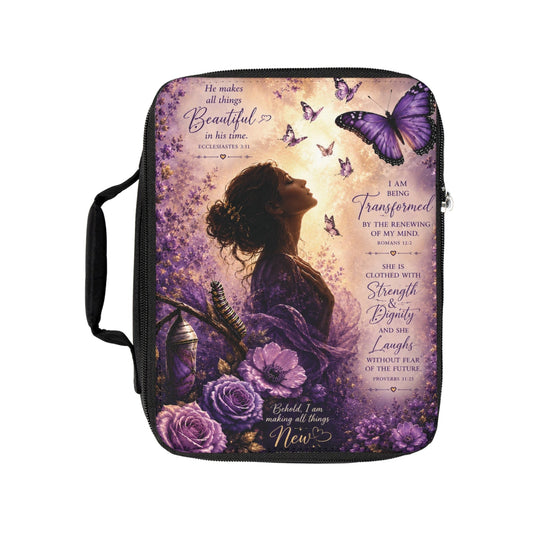 Transformed Christian Bible Cover | Zippered Bible Case with Handle