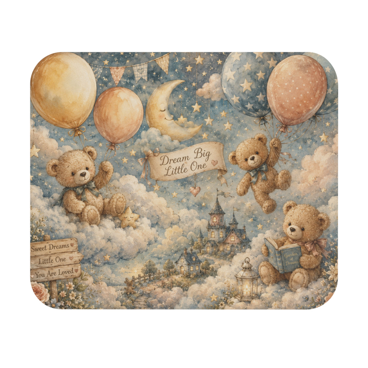 Dream Big Little One Mouse Pad | Teddy Bears, Moon and Stars