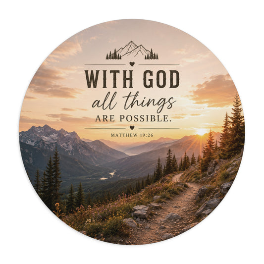 With God All Things Are Possible Mouse Pad | Inspirational Scripture Desk Mat