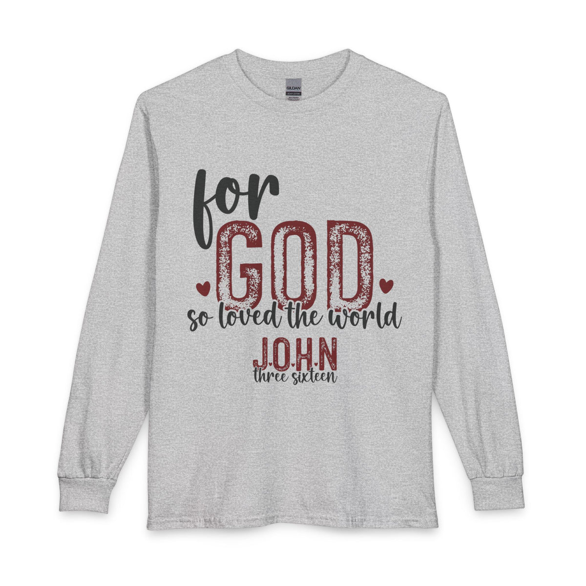 John 3:16 long sleeve shirt in Sport Grey, front view