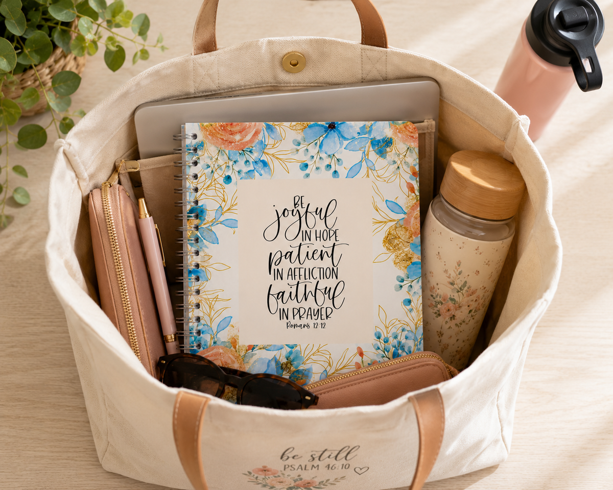 Be Joyful in Hope Inspirational Spiral Notebook