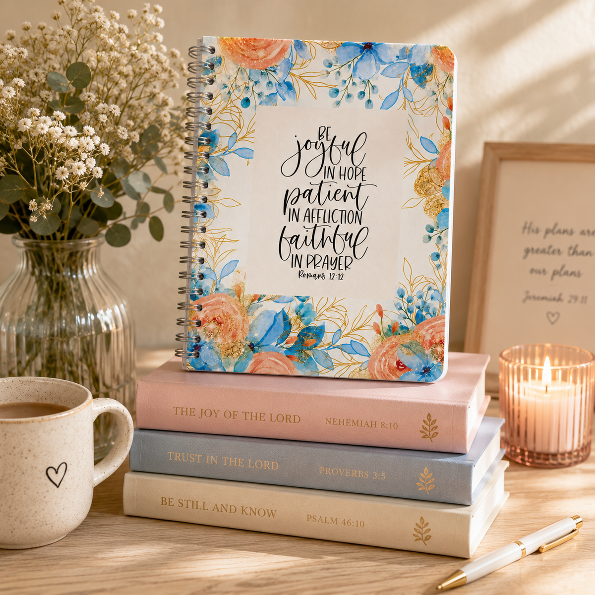 Be Joyful in Hope Inspirational Spiral Notebook