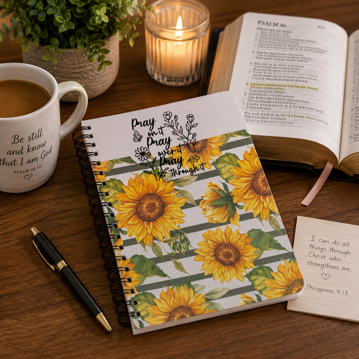 Pray on it Faith Inspirational Spiral Notebook
