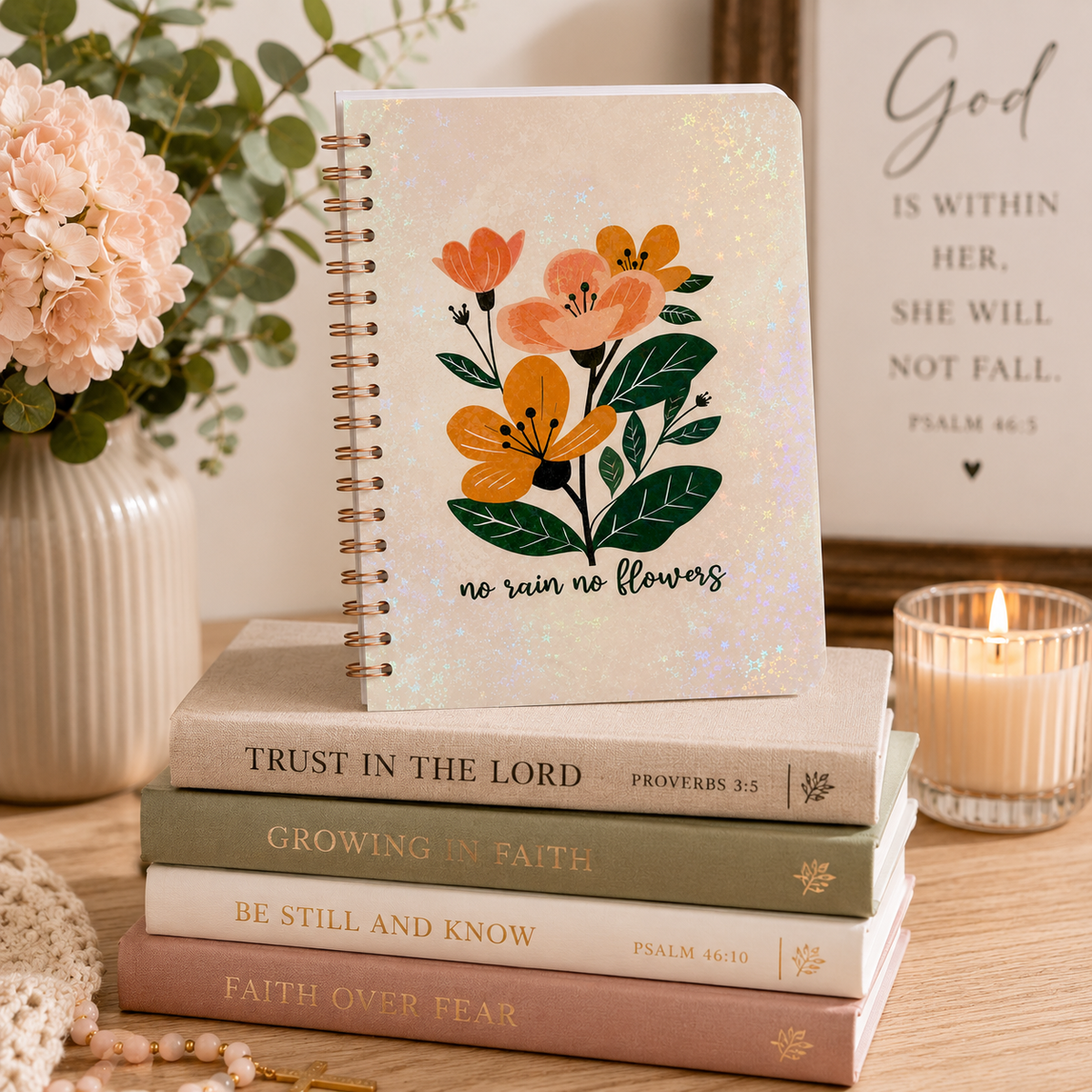 No Rain No Flowers Spiral Notebook