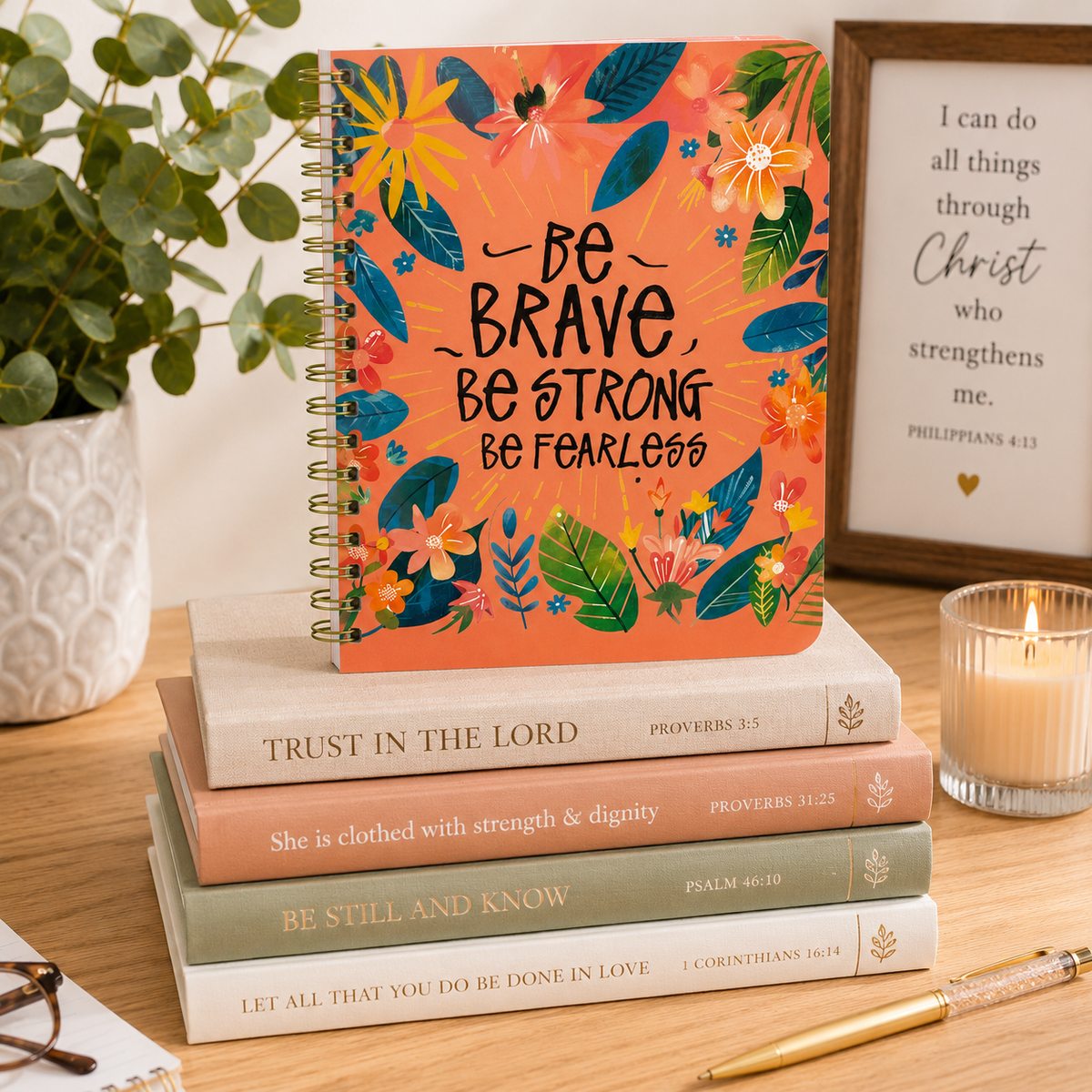 Be Brave Be Strong Be Fearless Spiral Notebook