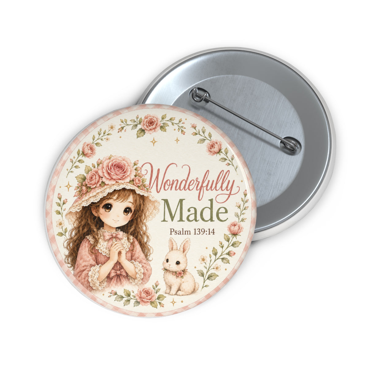 Wonderfully Made Christian Pin Button – Psalm 139:14 – 2.25 Inch
