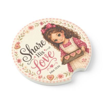Share His Love Car Coaster | Soapstone Christian Scripture John 13:34