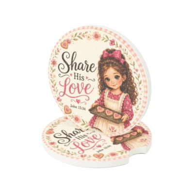 Share His Love Car Coaster | Soapstone Christian Scripture John 13:34