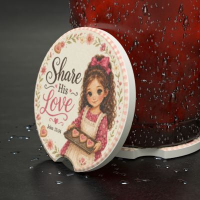 Share His Love Car Coaster | Soapstone Christian Scripture John 13:34