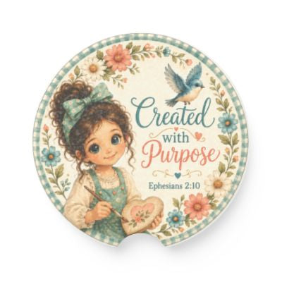 Christian Themed with Ephesians 2:10 Verse, Purpose-Crafted for Vehicle Use, Car Coasters