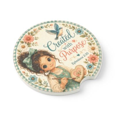 Christian Themed with Ephesians 2:10 Verse, Purpose-Crafted for Vehicle Use, Car Coasters