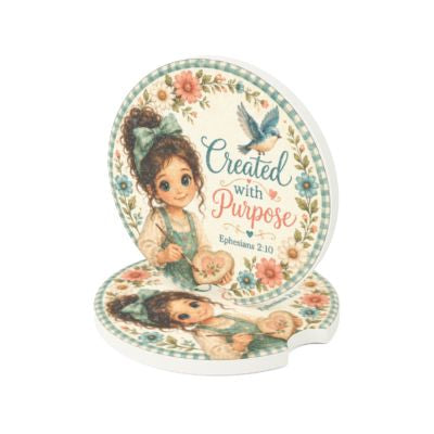 Christian Themed with Ephesians 2:10 Verse, Purpose-Crafted for Vehicle Use, Car Coasters